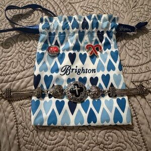 Brighton Silver-Tone Bracelet with Black Cross Accent